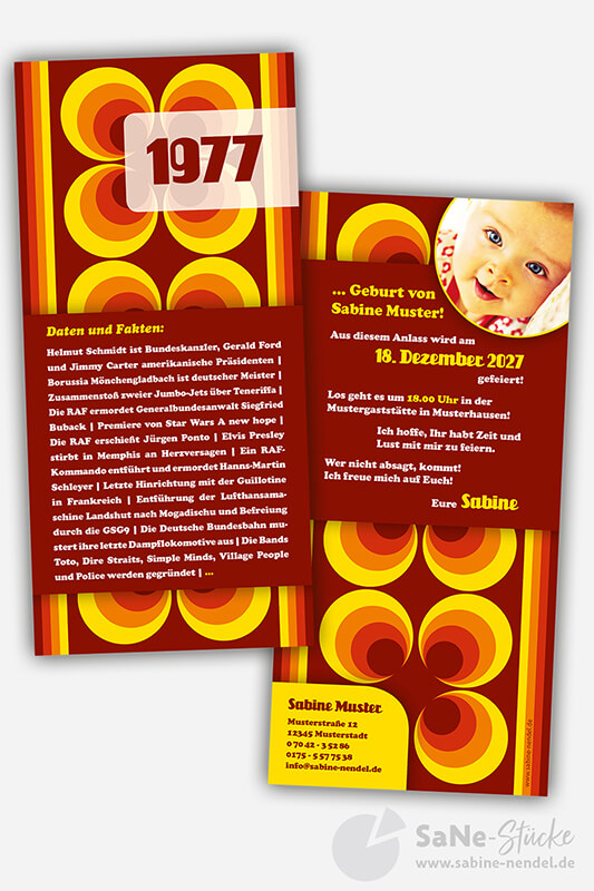 Einladung 70er Jahre Party 1977 mit Foto