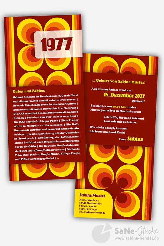 Einladung 70er Jahre Party 1977