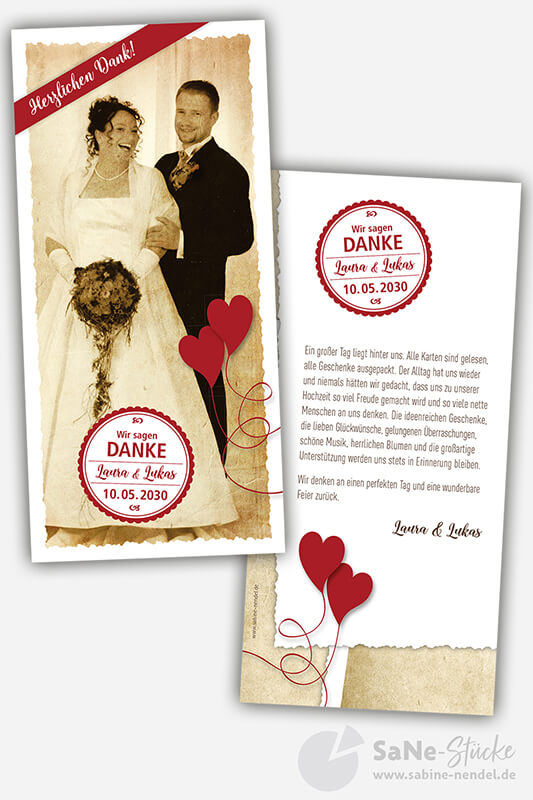 Dankeskarte Hochzeit Vintage