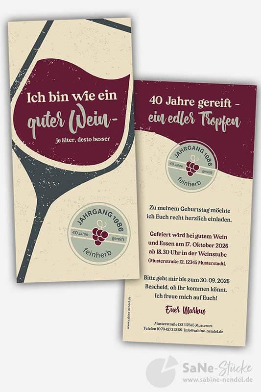 Einladung Geburtstag Wein bordeaux