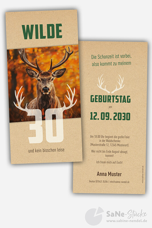 Einladungskarten Jagdmotiv mit Hirschfoto