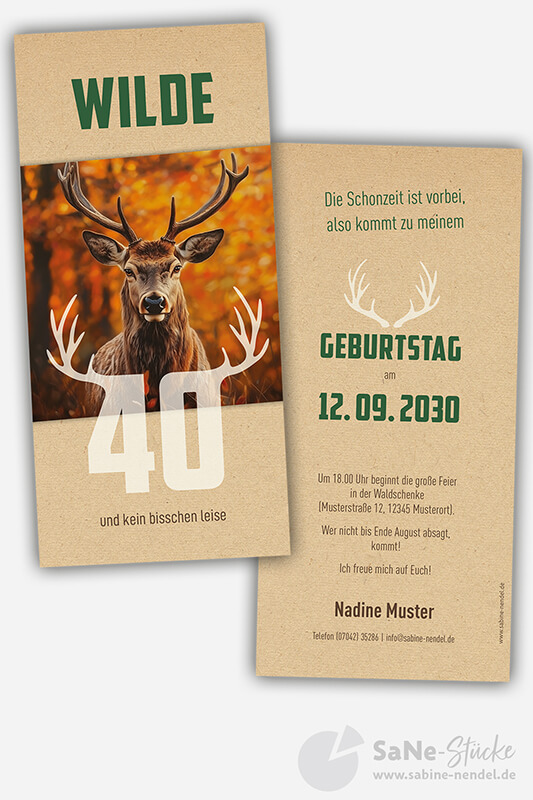 Geburtstagseinladungen für Jäger mit Hirschfoto