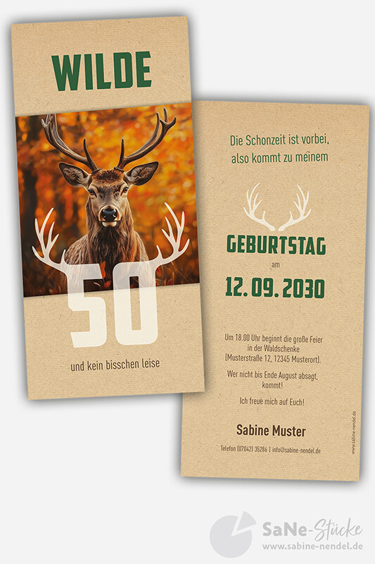 Einladung Geburtstag Jäger mit Hirschfoto