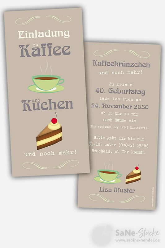 Einladung Zum Kaffee Und Kuchen Text Einladung Kaffee und Kuchen | Sabine Nendel
