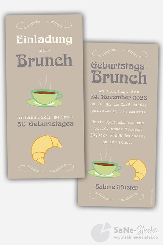 Einladung zum Frühstück braun