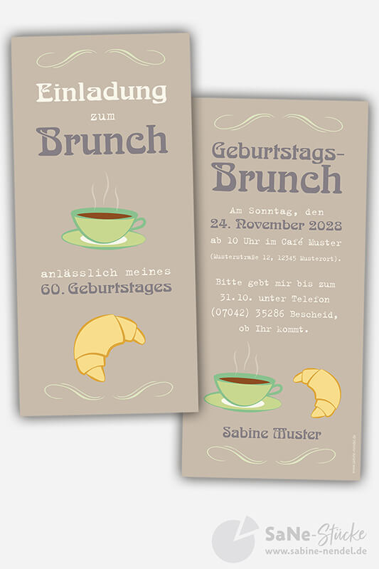 Frühstück Einladung braun