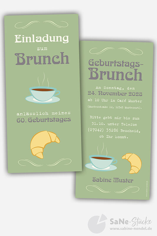 Frühstück Einladung grün