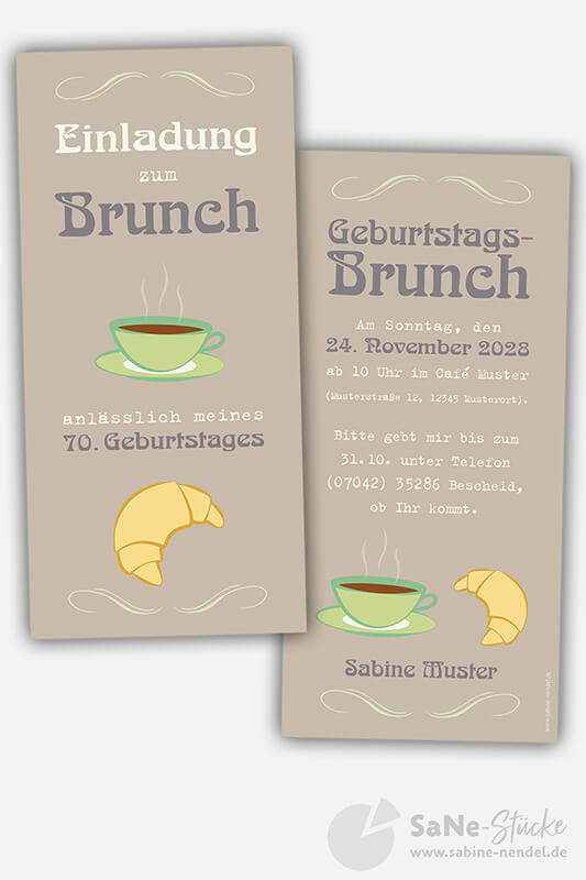 Einladung Frühstück braun