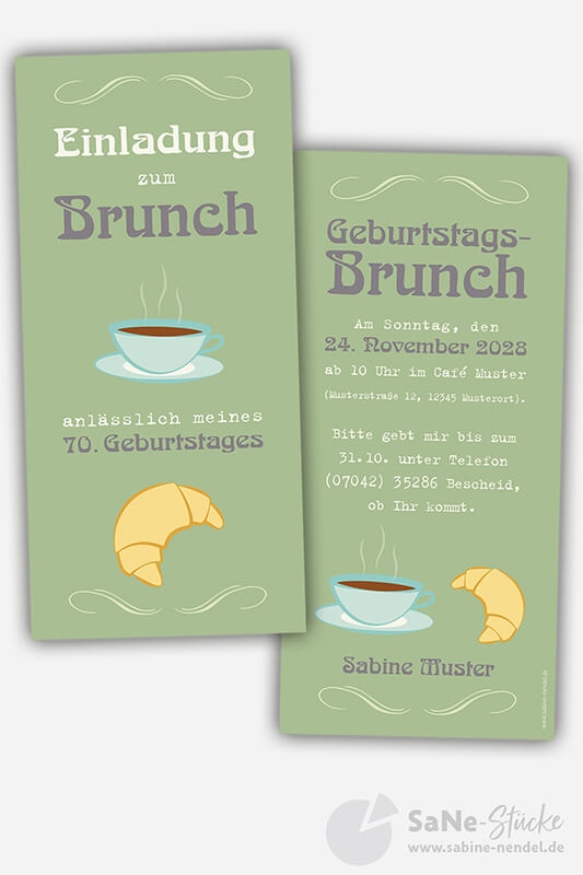 Einladung Frühstück grün