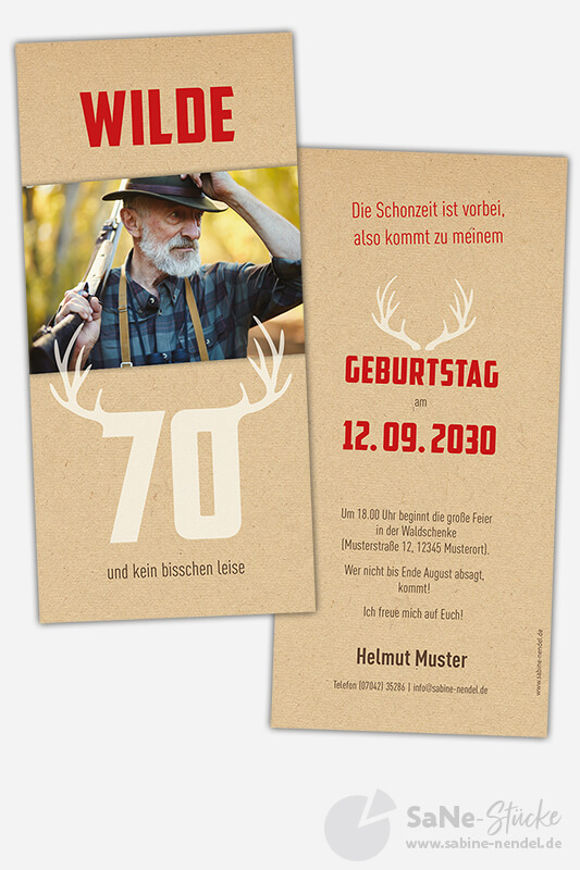 Einladung Jäger rot mit Foto