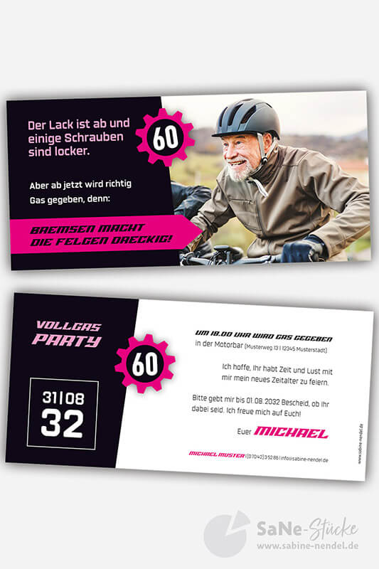Einladung Fahrrad pink