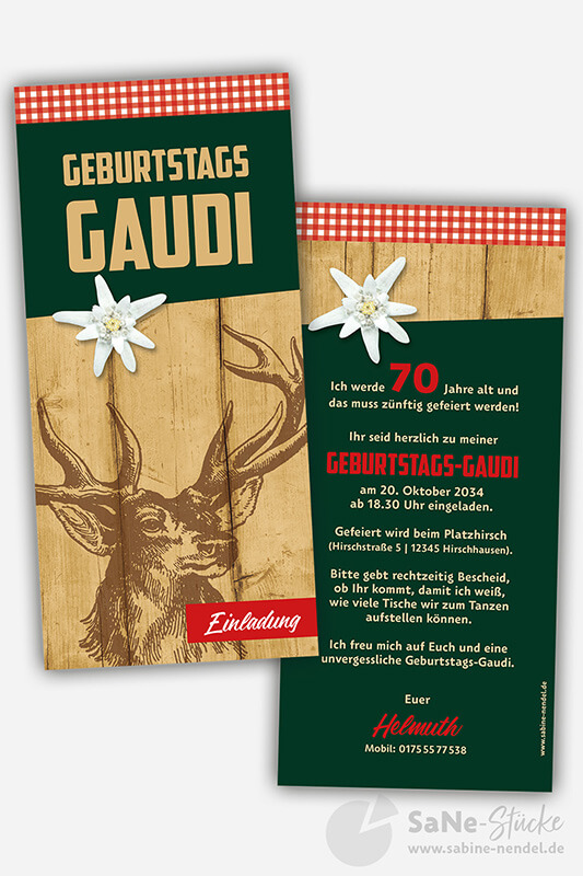 Geburtstagseinladung Hüttengaudi grün