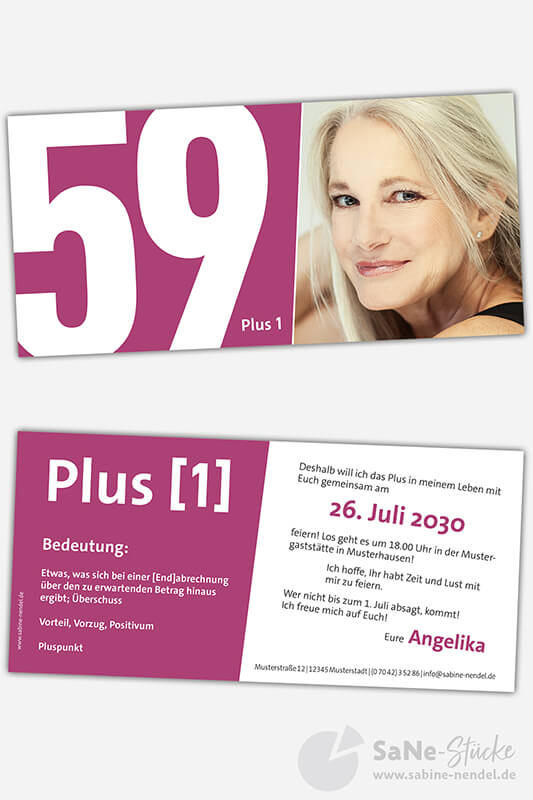 lustige Geburtstagseinladung lila