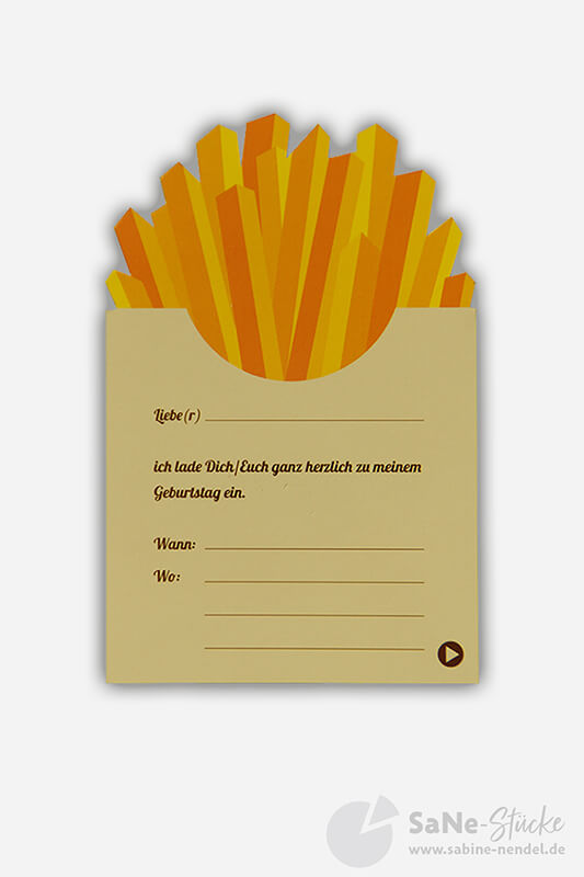Geburtstagseinladung Pommes Vorderseite