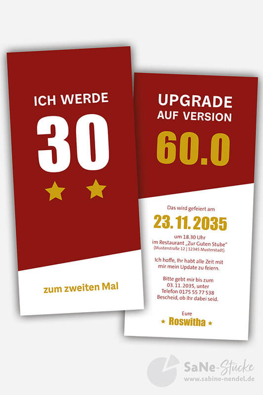 humorvolle Einladung zum 60. Geburtstag karminrot
