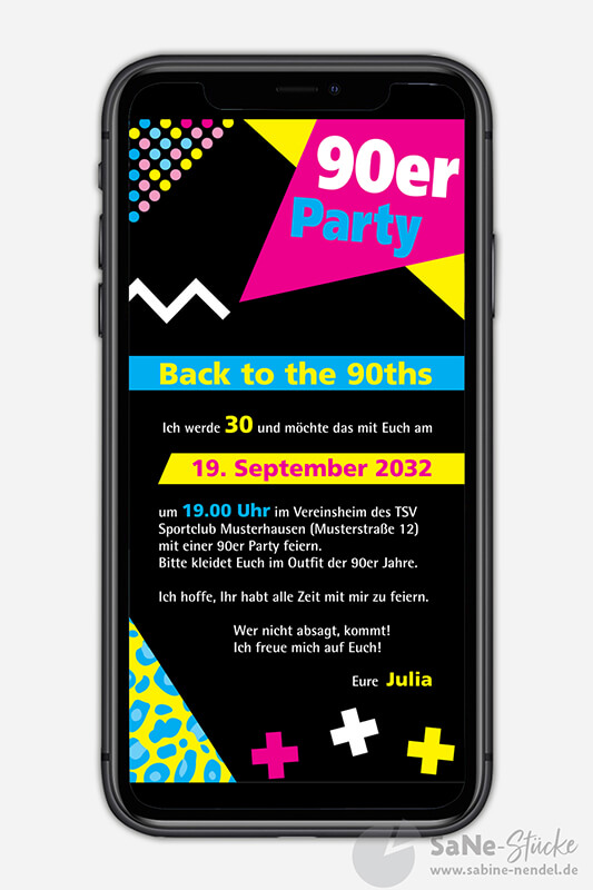 90er Party Einladung eCard