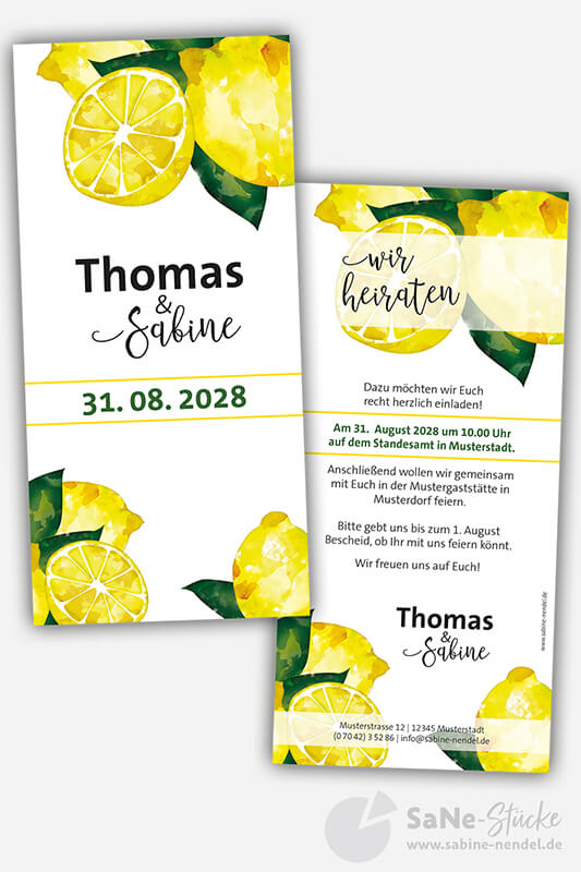 Hochzeitseinladung gelb