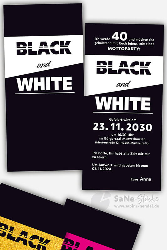 Mottoparty black and white