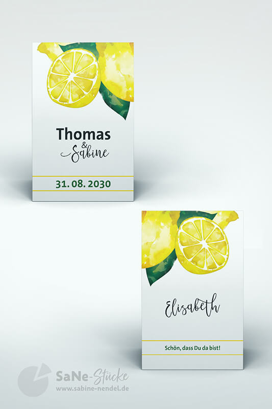 Tischkarte Zitronen