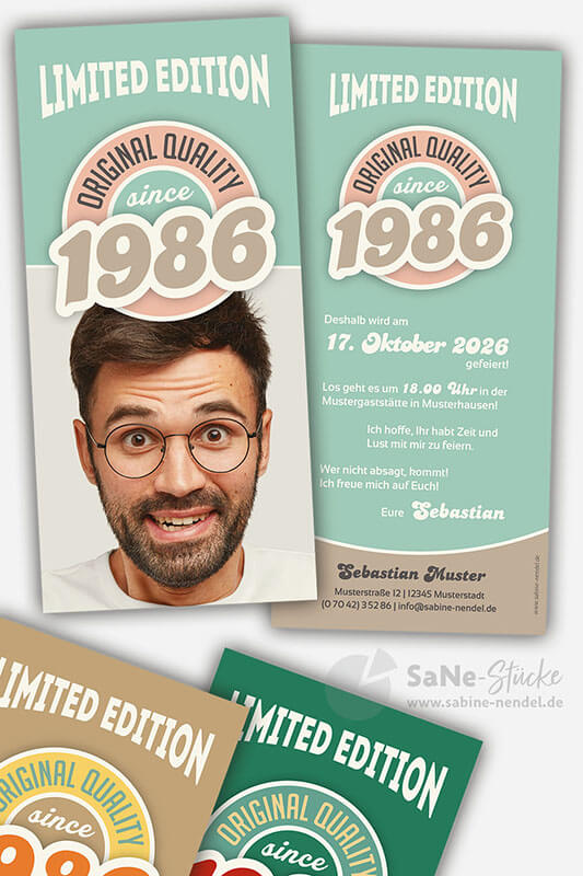 Retro Einladungskarten 1986