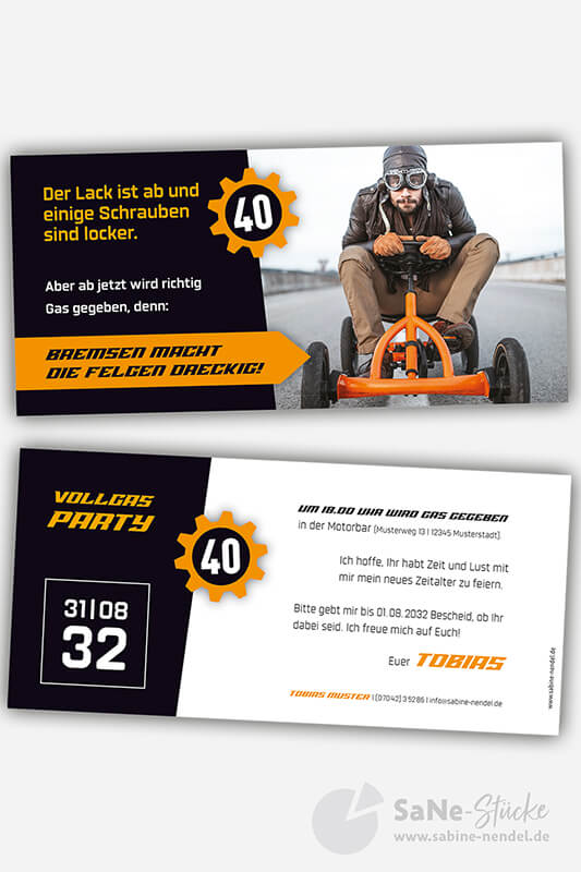 Originelle Geburtstagseinladung orange