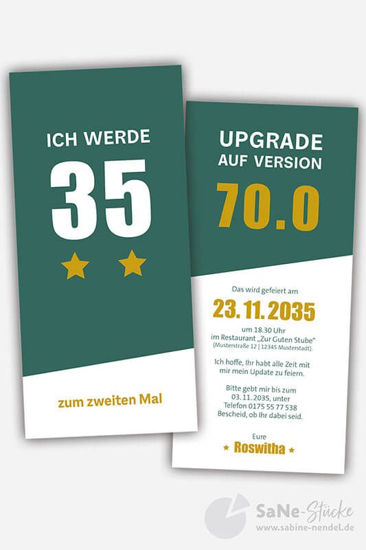 humorvolle Einladung zum 70. Geburtstag tannengrün