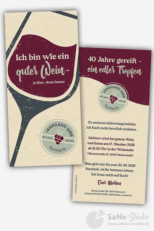 Einladung Geburtstag Wein bordeaux