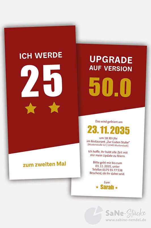 Humorvolle Einladung zum 50. Geburtstag karminrot