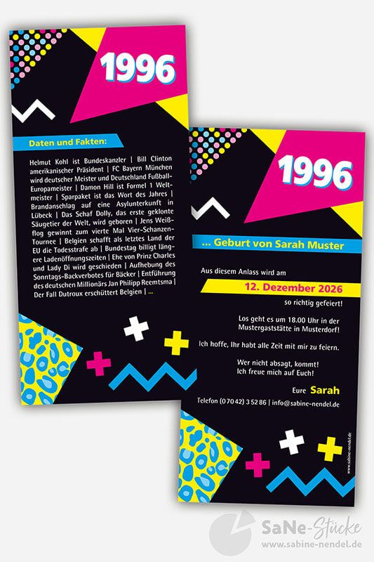 Einladung 90er Party 1996