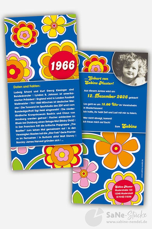 Einladung 60er Jahre Party 1966 mit Foto
