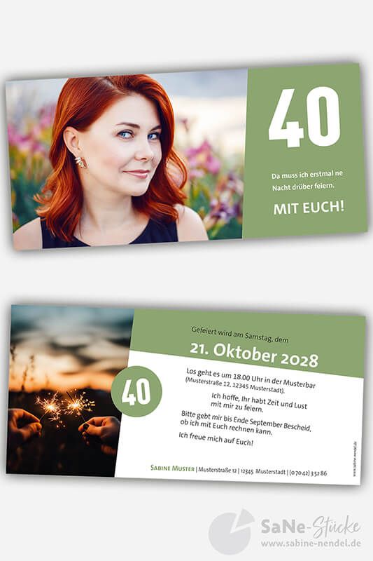 Einladung runder Geburtstag 40 grün