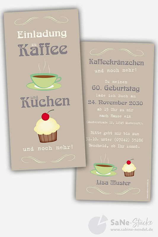 Einladung zum Kaffee und Kuchen blau