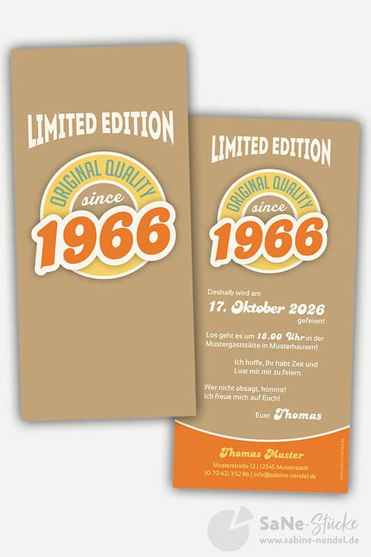 Einladungskarten Retro 1966 braun