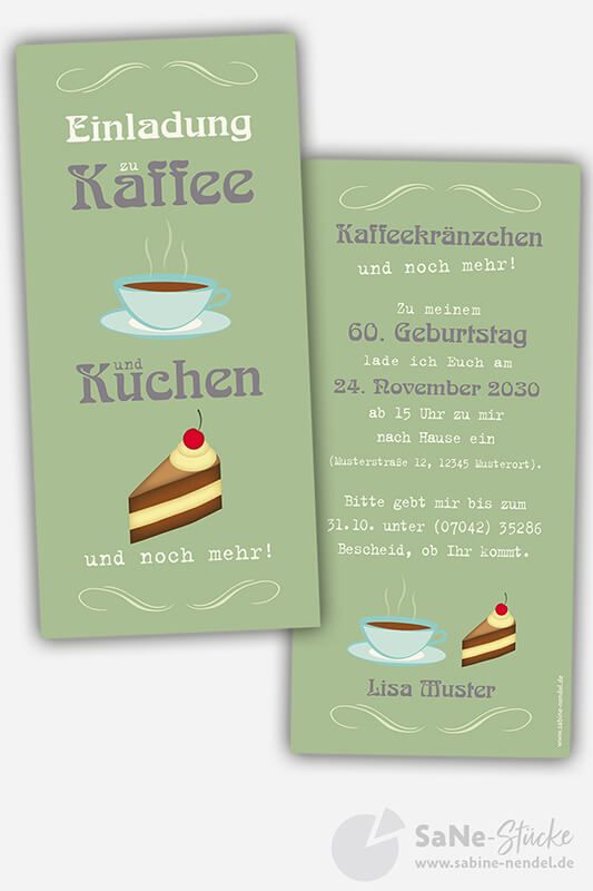 Einladung zum Kaffee und Kuchen grün