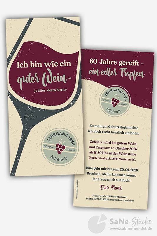 Geburtstagseinladung Wein bordeaux