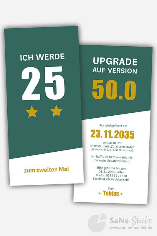 Humorvolle Einladung zum 50. Geburtstag tannengrün