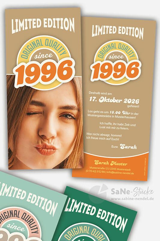Einladung Geburtstag Vintage 1996