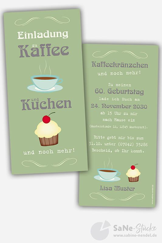 Einladung zum Kaffee und Kuchen mit Muffin grün
