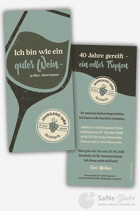 Geburtstagseinladung Wein